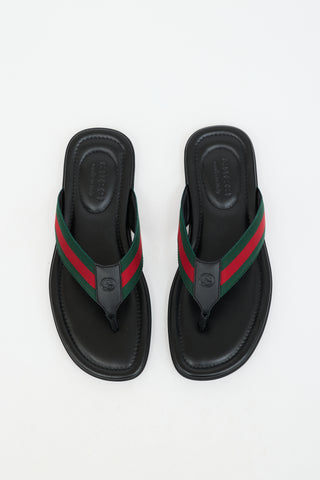 Gucci Leather GG Web Thong Sandal