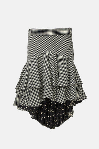 Kenzo Wool Tiered High Low Skirt