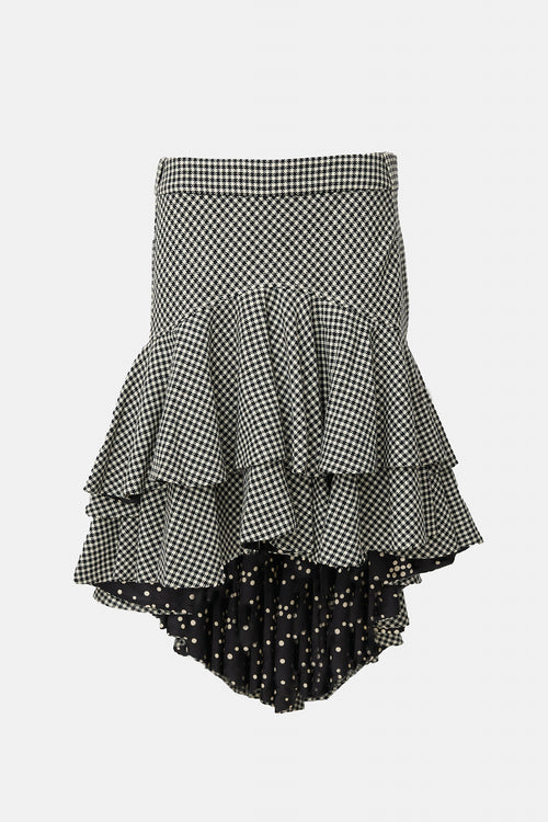 Kenzo Wool Tiered High Low Skirt