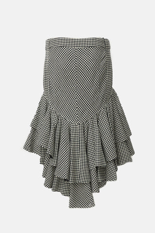 Kenzo Wool Tiered High Low Skirt