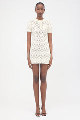 Celine Pointelle Knit Polo Dress