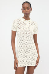 Celine Pointelle Knit Polo Dress