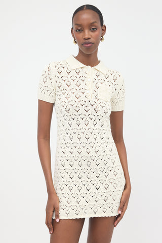 Celine Pointelle Knit Polo Dress