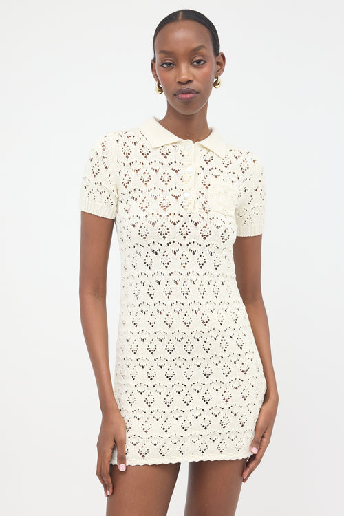 Celine Pointelle Knit Polo Dress