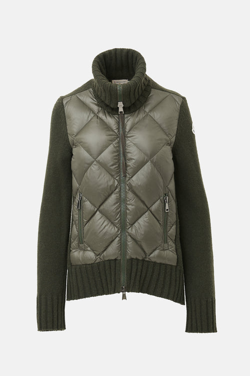 Moncler Wool Puffer Zip Cardigan