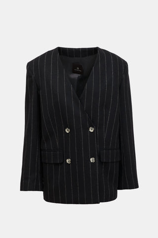 Anine Bing Wool Pinstripe Blazer