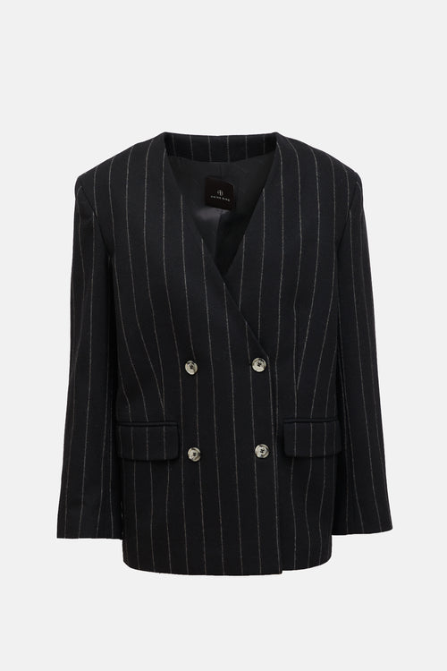 Anine Bing Wool Pinstripe Blazer