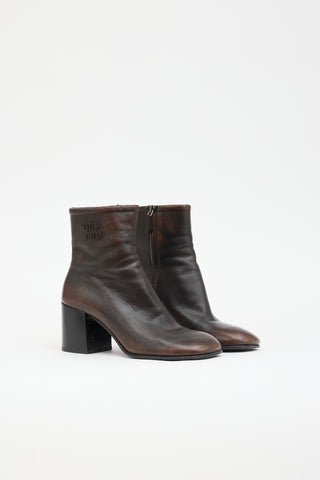 Miu Miu Leather Fumé Bootie