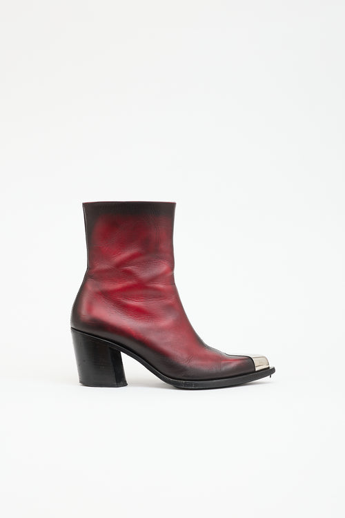 McQueen Leather Western Ankle Boot