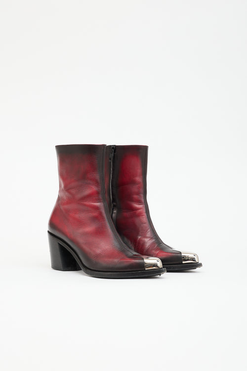 McQueen Leather Western Ankle Boot