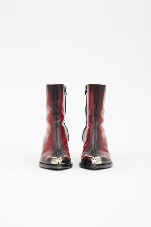McQueen Leather Western Ankle Boot