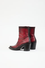 McQueen Leather Western Ankle Boot