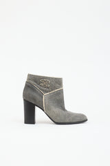 Chanel Suede Shearling CC Ankle Boot