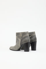 Chanel Suede Shearling CC Ankle Boot