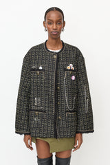 R13 Slouch Tweed Embellished Jacket