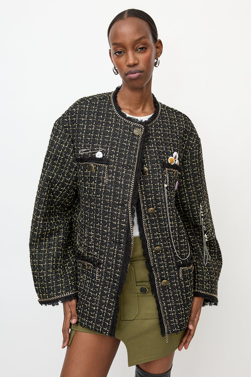 R13 Slouch Tweed Embellished Jacket