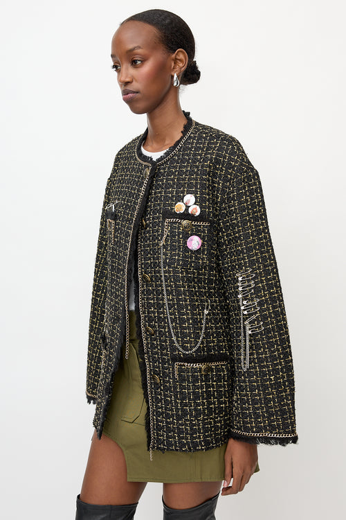 R13 Slouch Tweed Embellished Jacket
