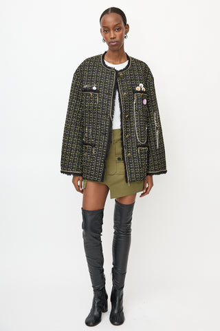 R13 Slouch Tweed Embellished Jacket