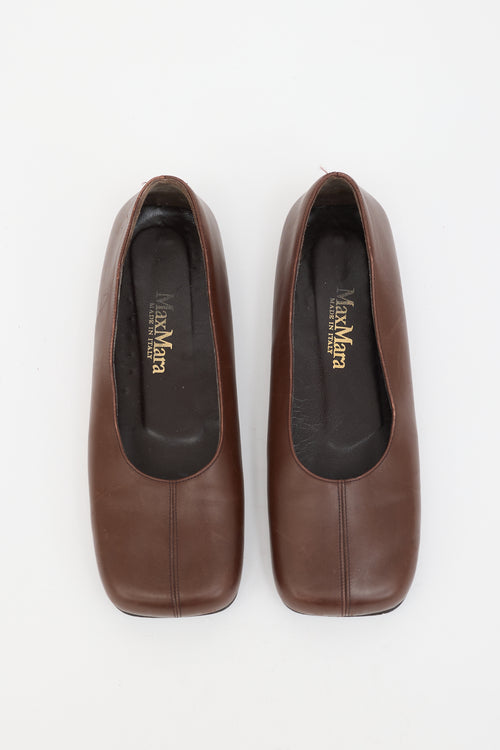 Max Mara Leather Square Toe  Flat