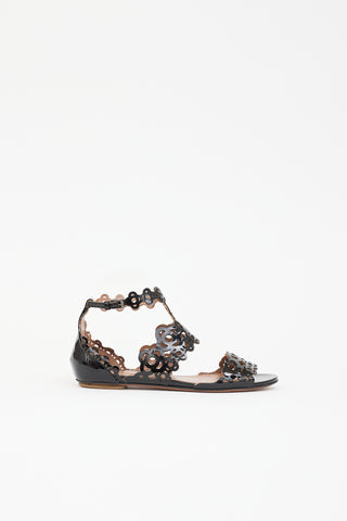 Alaïa Patent Laser Cut Sandal
