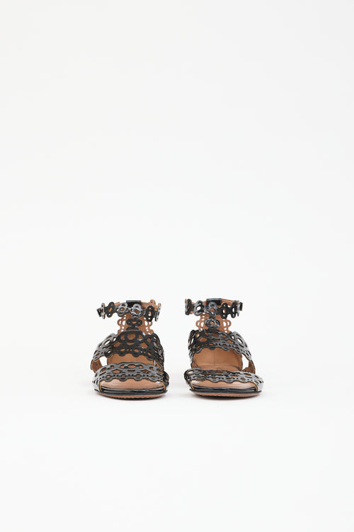Alaïa Patent Laser Cut Sandal