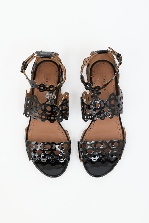 Alaïa Patent Laser Cut Sandal