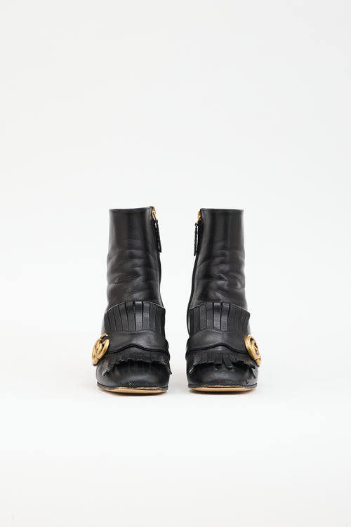 Gucci Leather GG Marmont Ankle Boot