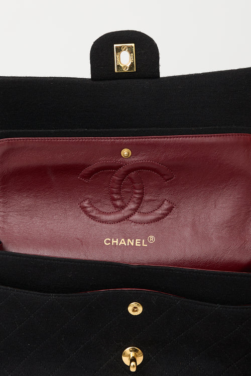 Chanel Vintage Quilted Jersey Double Flap Bag