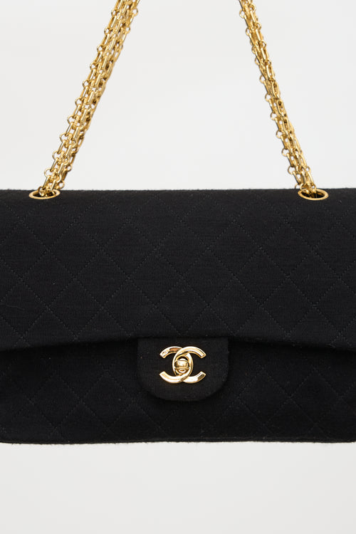 Chanel Vintage Quilted Jersey Double Flap Bag