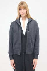 Brunello Cucinelli Wool Jersey Pinstripe Hoodie
