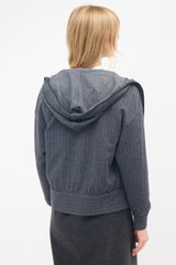 Brunello Cucinelli Wool Jersey Pinstripe Hoodie