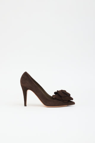 Valentino Suede Rosette Pump