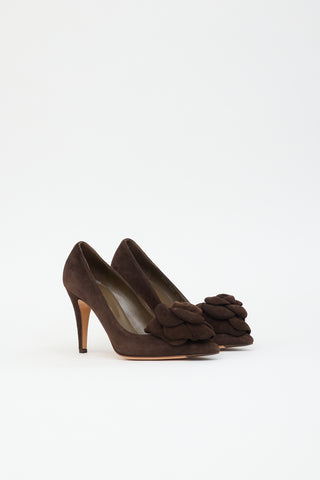 Valentino Suede Rosette Pump