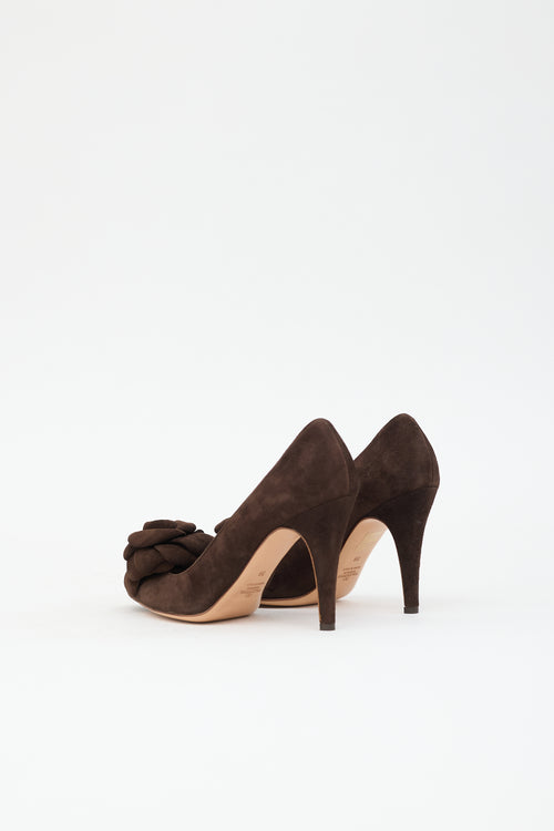 Valentino Suede Rosette Pump