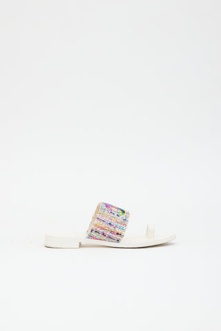 Chanel Tweed & Leather CC Sandal
