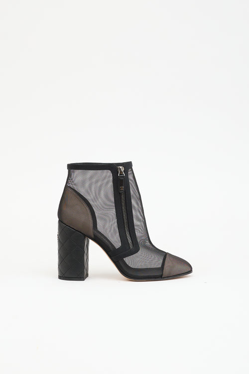 Chanel Mesh & Leather CC Boot