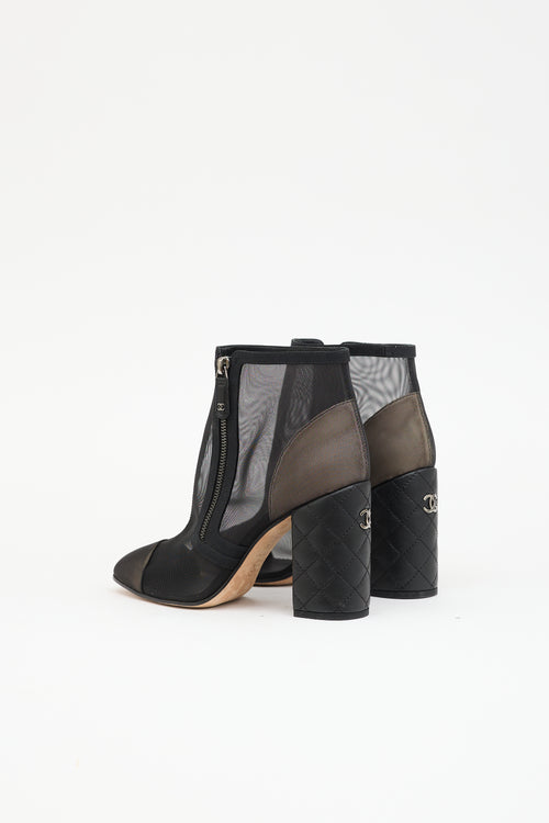 Chanel Mesh & Leather CC Boot