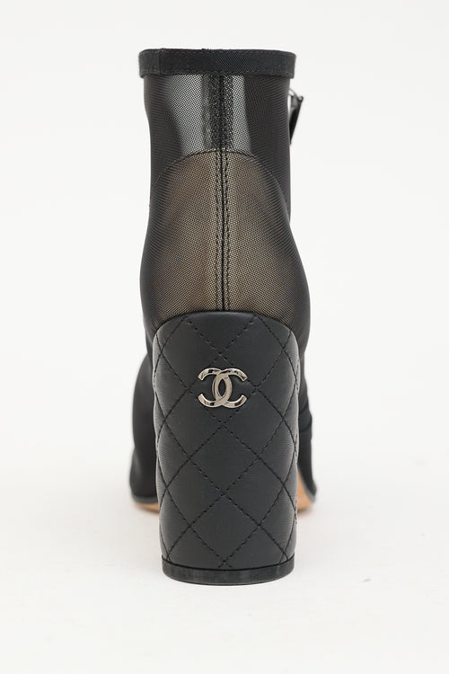 Chanel Mesh & Leather CC Boot