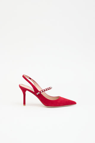 Miu Miu Suede Crystal Slingback Pump