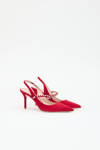 Miu Miu Suede Crystal Slingback Pump