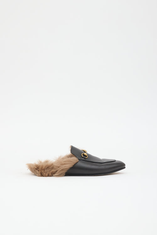 Gucci Leather & Fur Princetown Mule