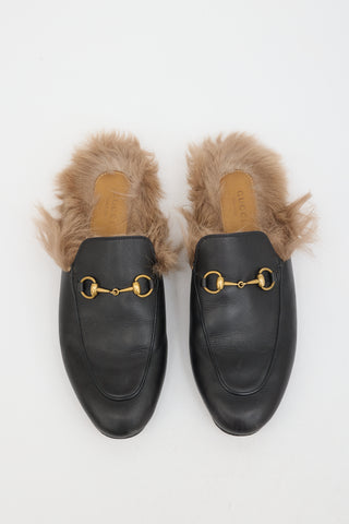 Gucci Leather & Fur Princetown Mule