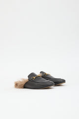 Gucci Leather & Fur Princetown Mule