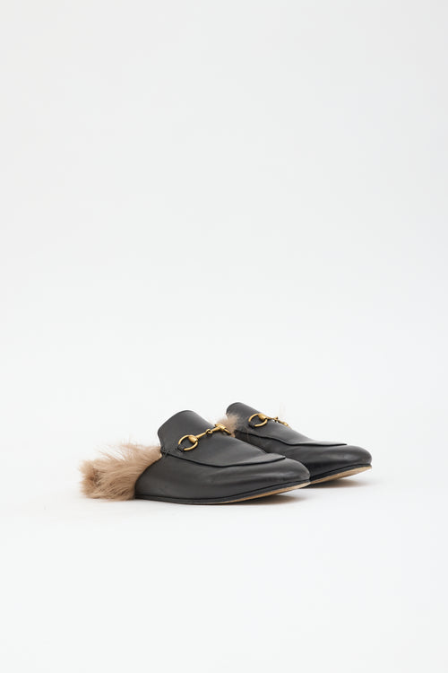 Gucci Leather & Fur Princetown Mule