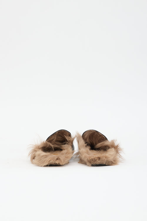 Gucci Leather & Fur Princetown Mule