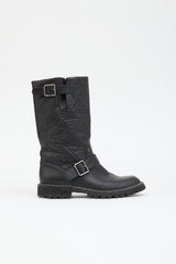 Chanel Leather Quilted Moto Boot
