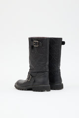 Chanel Leather Quilted Moto Boot