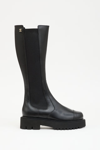 Chanel Leather CC Knee High Boot