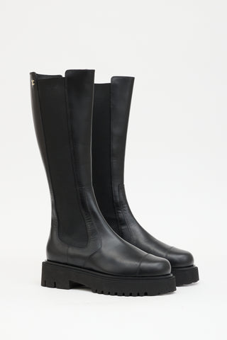 Chanel Leather CC Knee High Boot