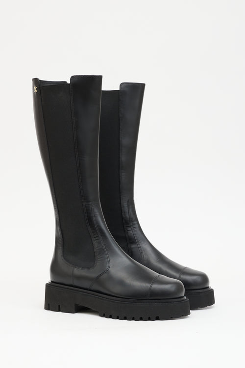 Chanel Leather CC Knee High Boot